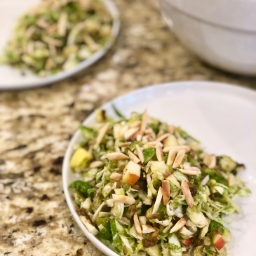 shredded brussels sprouts lentil salad